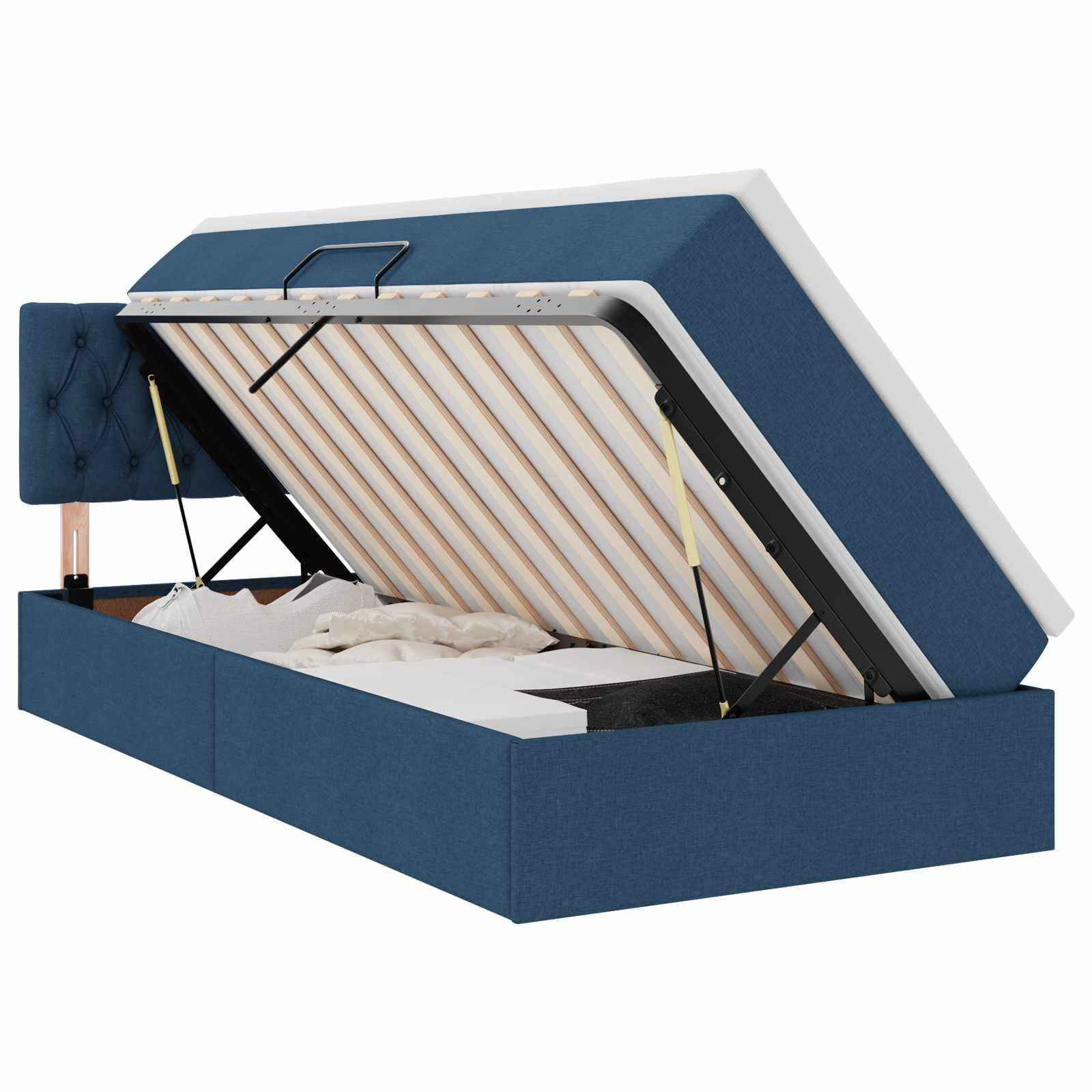 vidaXL Aufbewahrungsbett mit Matratze Blau 90 x 190 cm Holzwerkstoff