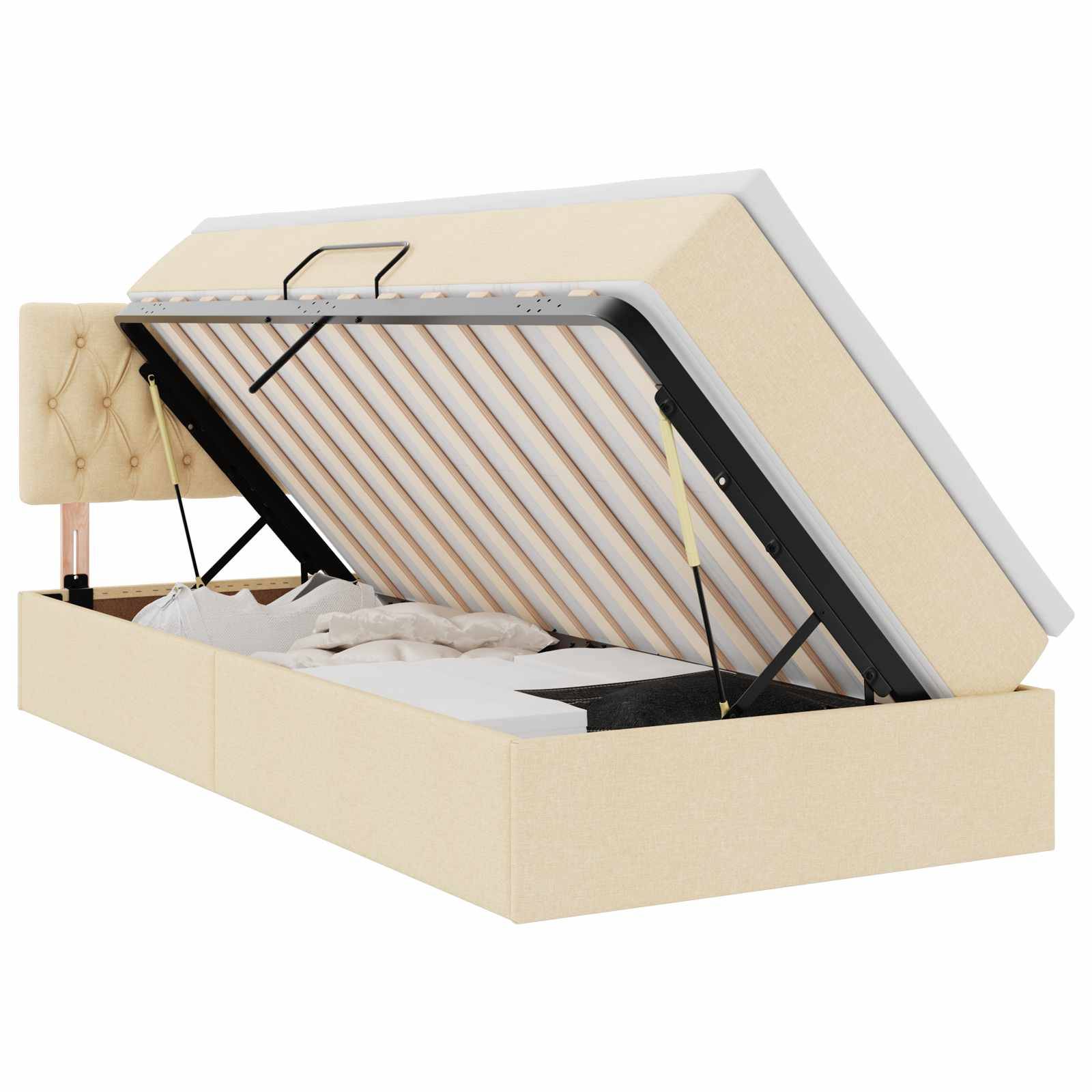 vidaXL Aufbewahrungsbett mit Matratze Creme 90 x 200 cm Holzwerkstoff