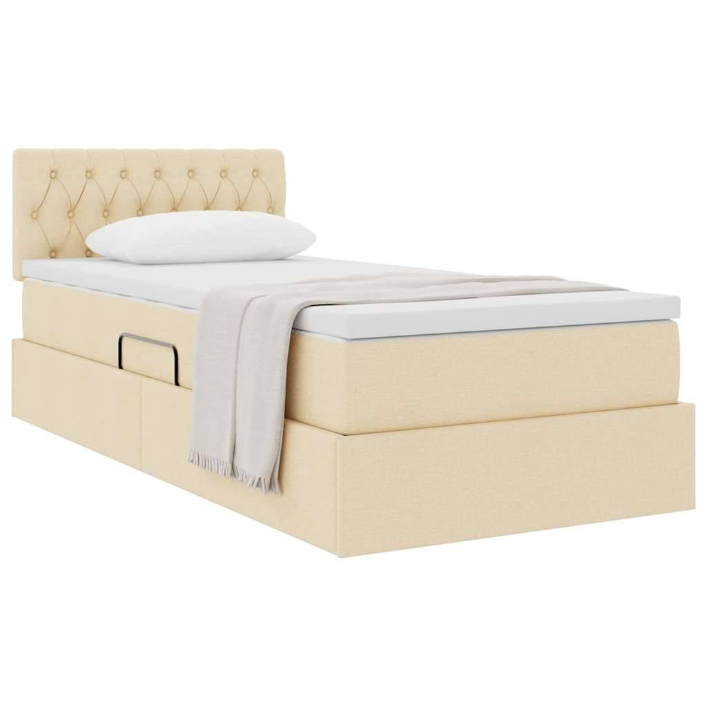vidaXL Aufbewahrungsbett mit Matratze Creme 90 x 200 cm Holzwerkstoff