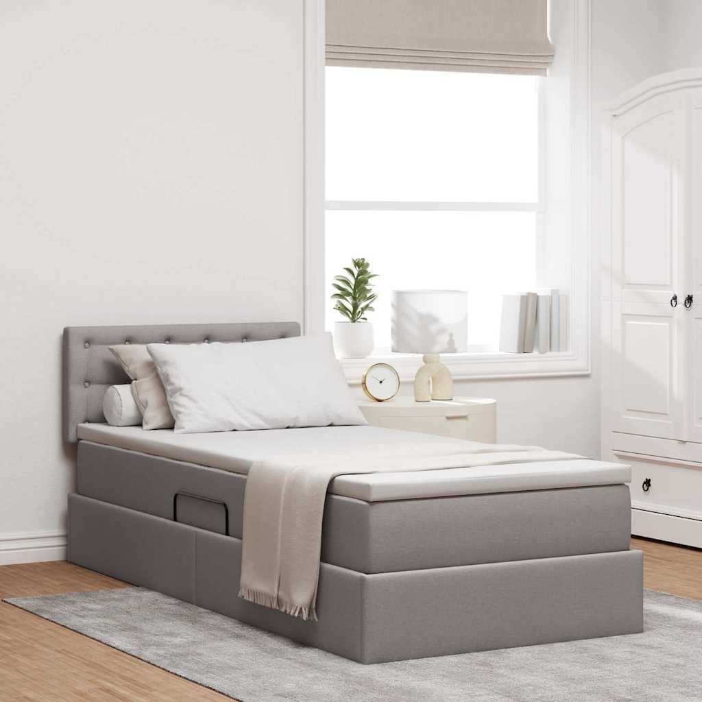 vidaXL Aufbewahrungsbett mit Matratze Taupe 90 x 200 cm Holzwerkstoff