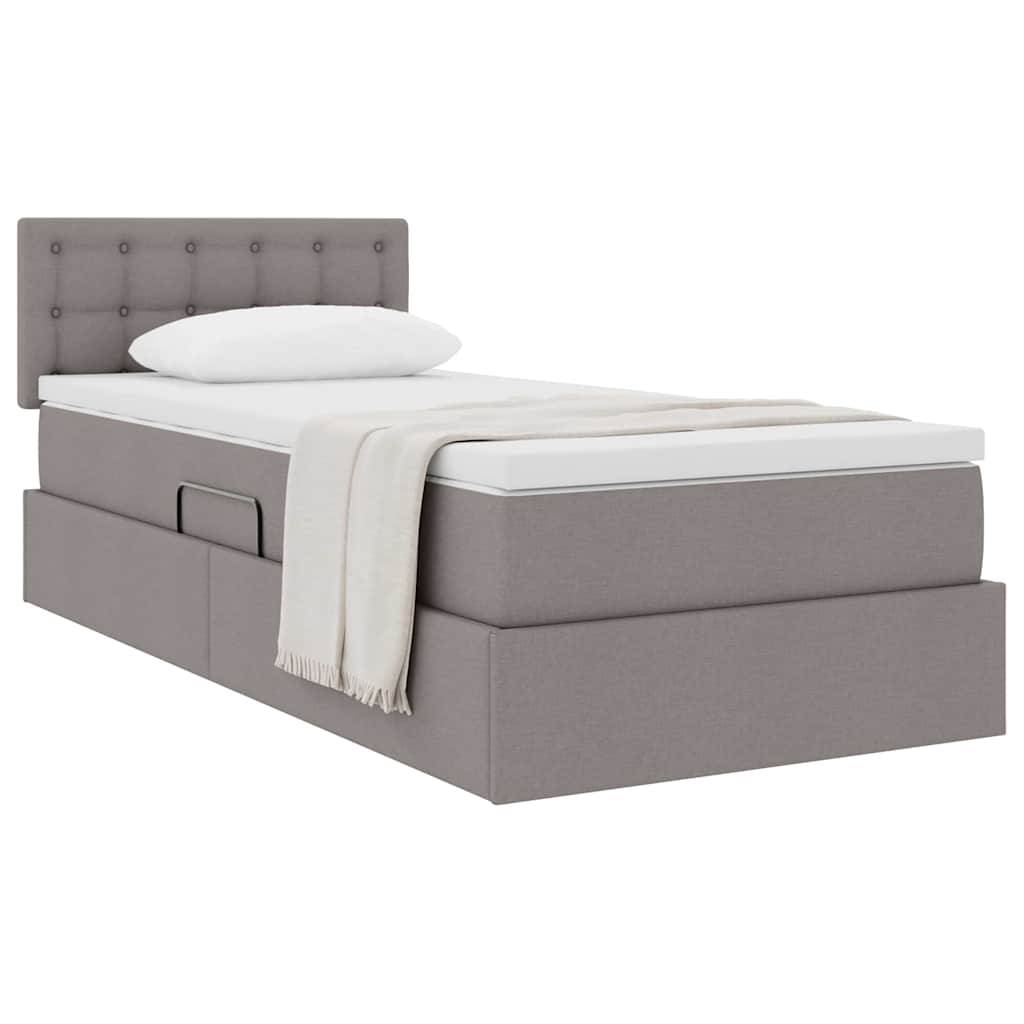 vidaXL Aufbewahrungsbett mit Matratze Taupe 90 x 200 cm Holzwerkstoff