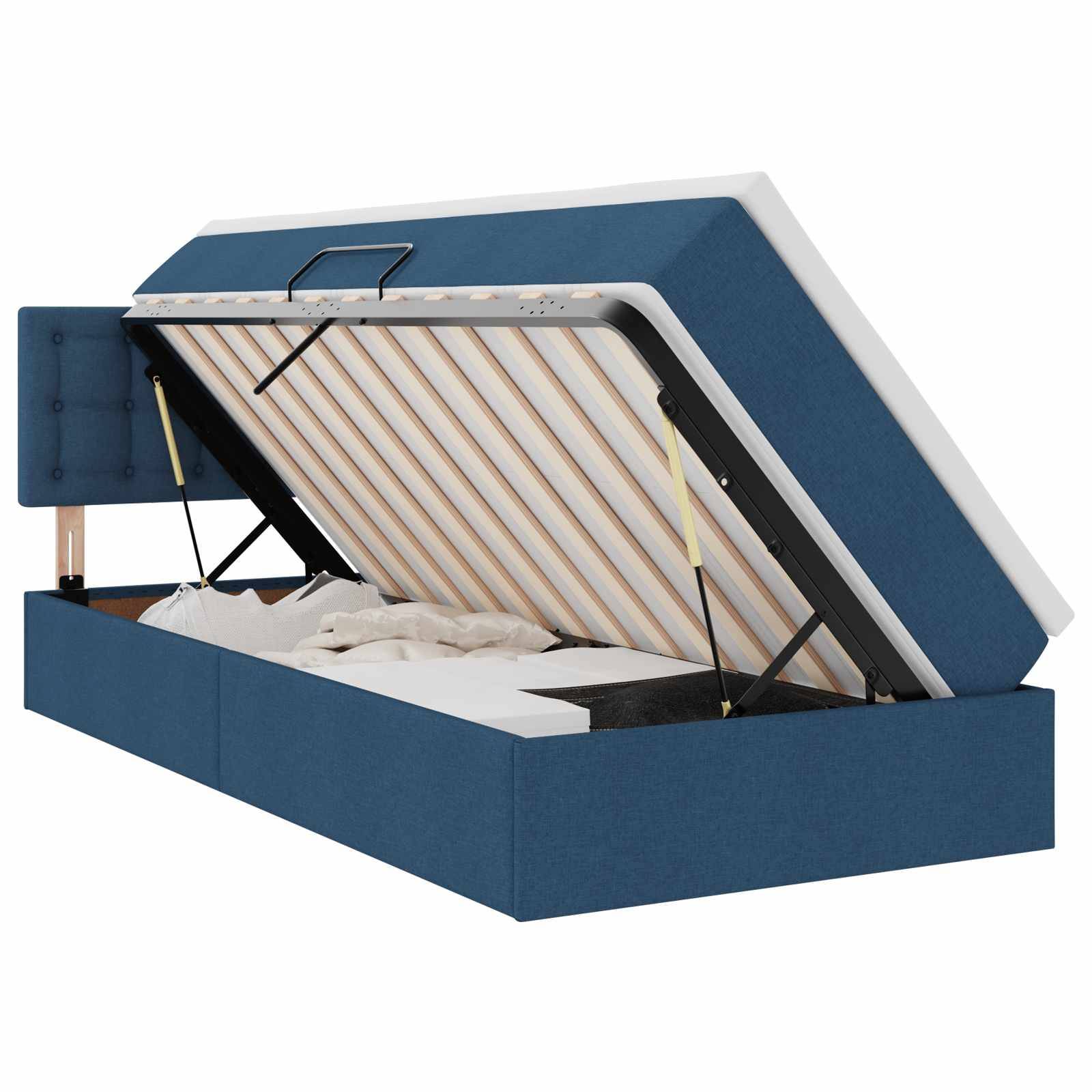vidaXL LED-Speicherbett mit Matratze Blau 100 x 200 cm Stoff