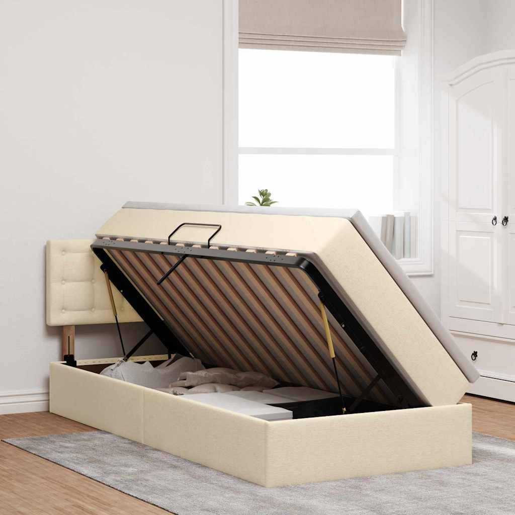 vidaXL Aufbewahrungsbett mit Matratze Creme 100 x 200 cm Holzwerkstoff
