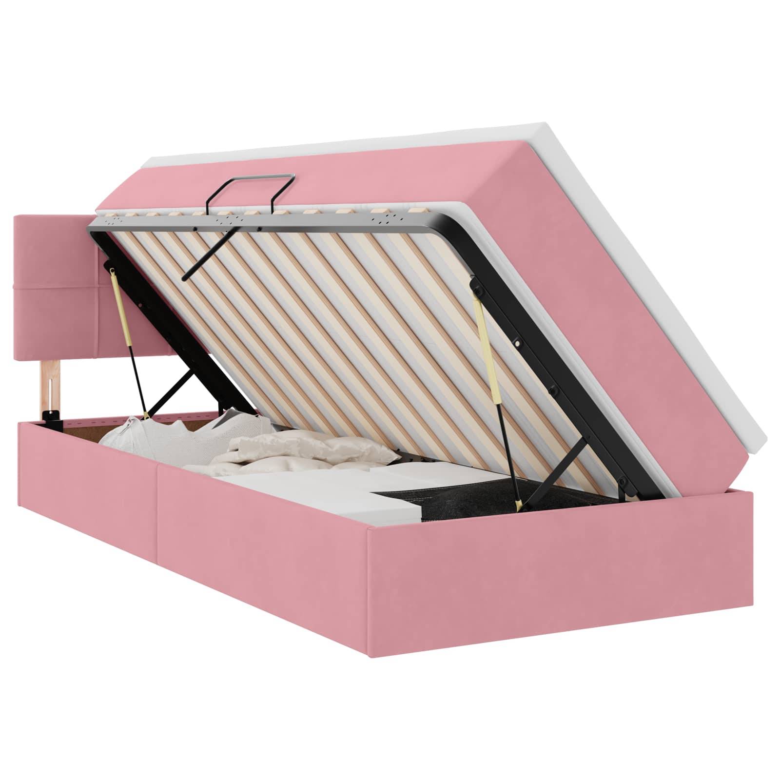 vidaXL Aufbewahrungsbett mit Matratze Rosa 90 x 200 cm Samt