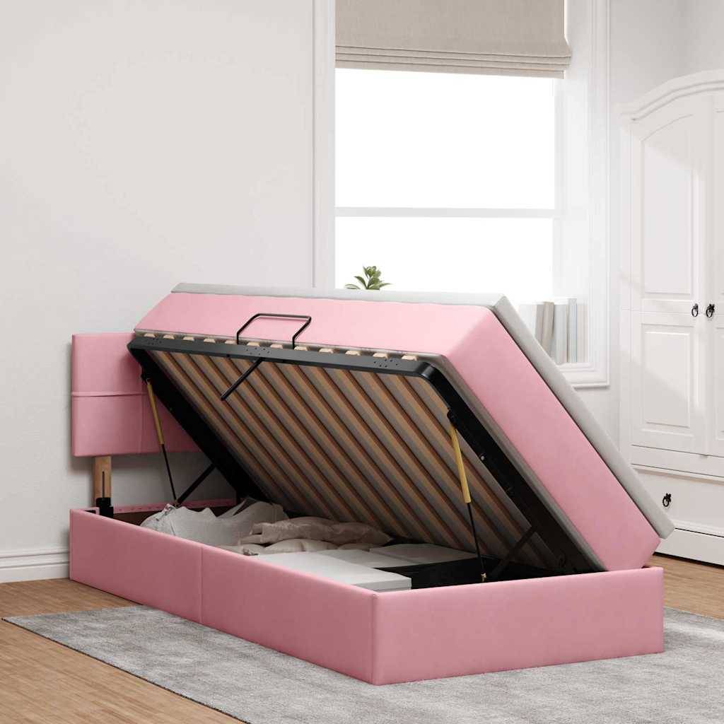 vidaXL Aufbewahrungsbett mit Matratze Rosa 90 x 200 cm Samt