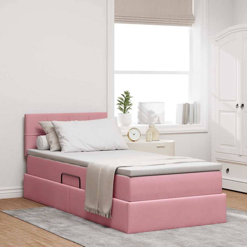 vidaXL Aufbewahrungsbett mit Matratze Rosa 90 x 190 cm Samt