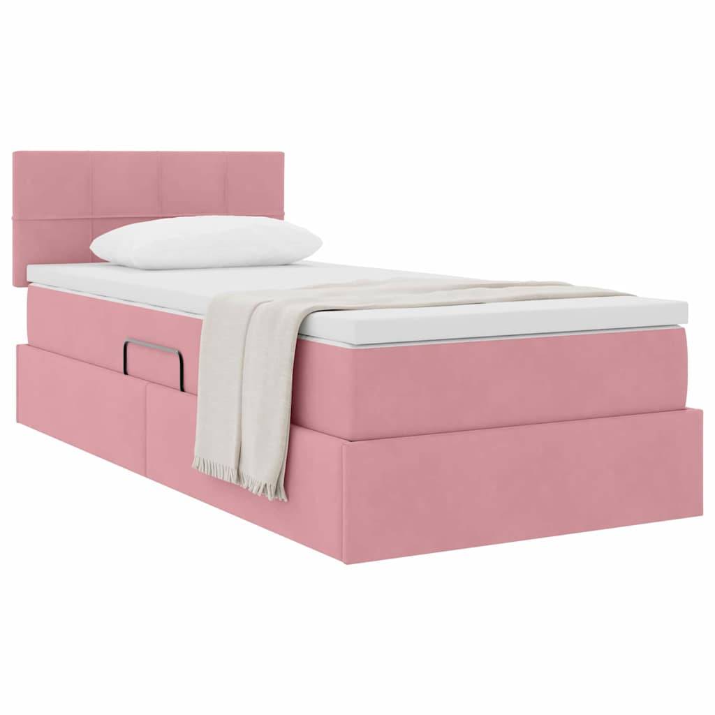 vidaXL Aufbewahrungsbett mit Matratze Rosa 90 x 190 cm Samt