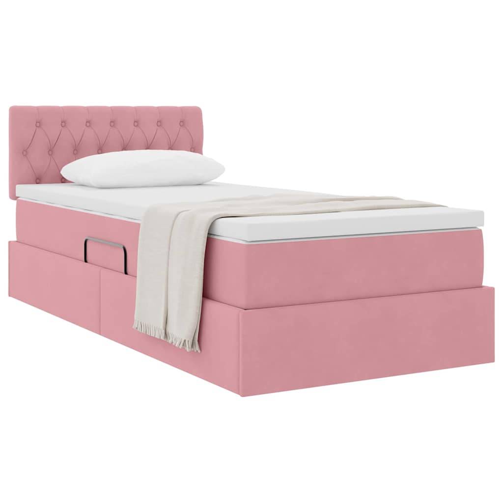 vidaXL Aufbewahrungsbett mit Matratze Rosa 100 x 200 cm Samt