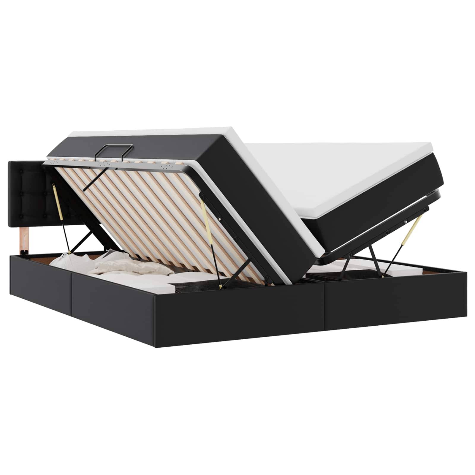 vidaXL Aufbewahrungsbett mit Matratze Schwarz 200 x 200 cm Kunstleder