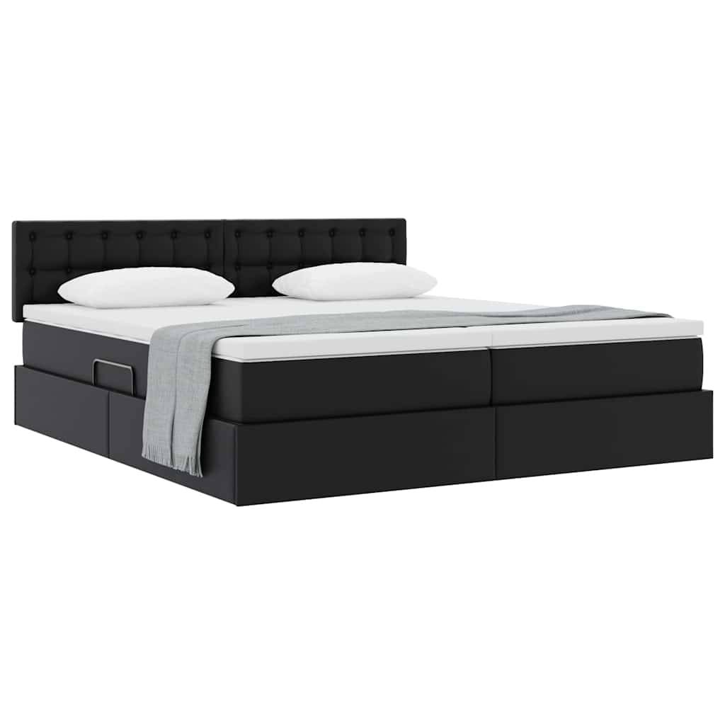 vidaXL Aufbewahrungsbett mit Matratze Schwarz 200 x 200 cm Kunstleder