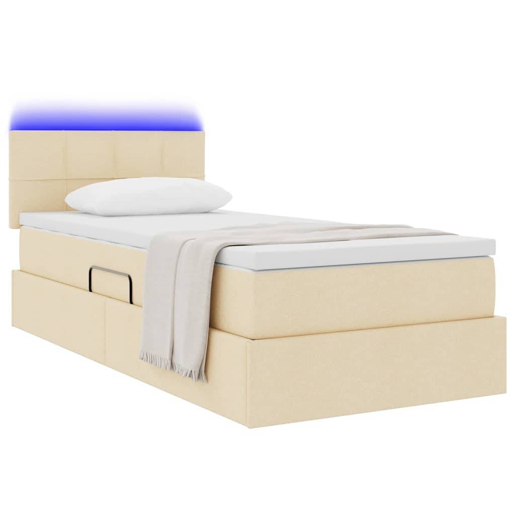 vidaXL LED-Speicherbett mit Matratze Creme 90 x 190 cm Stoff