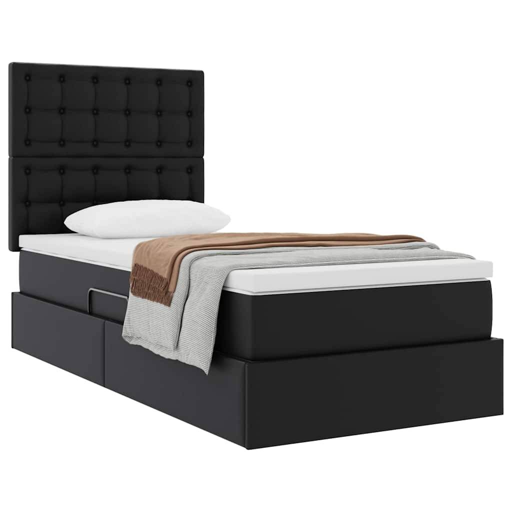 vidaXL Aufbewahrungsbett mit Kopfteil Schwarz 90 x 190 cm Kunstleder