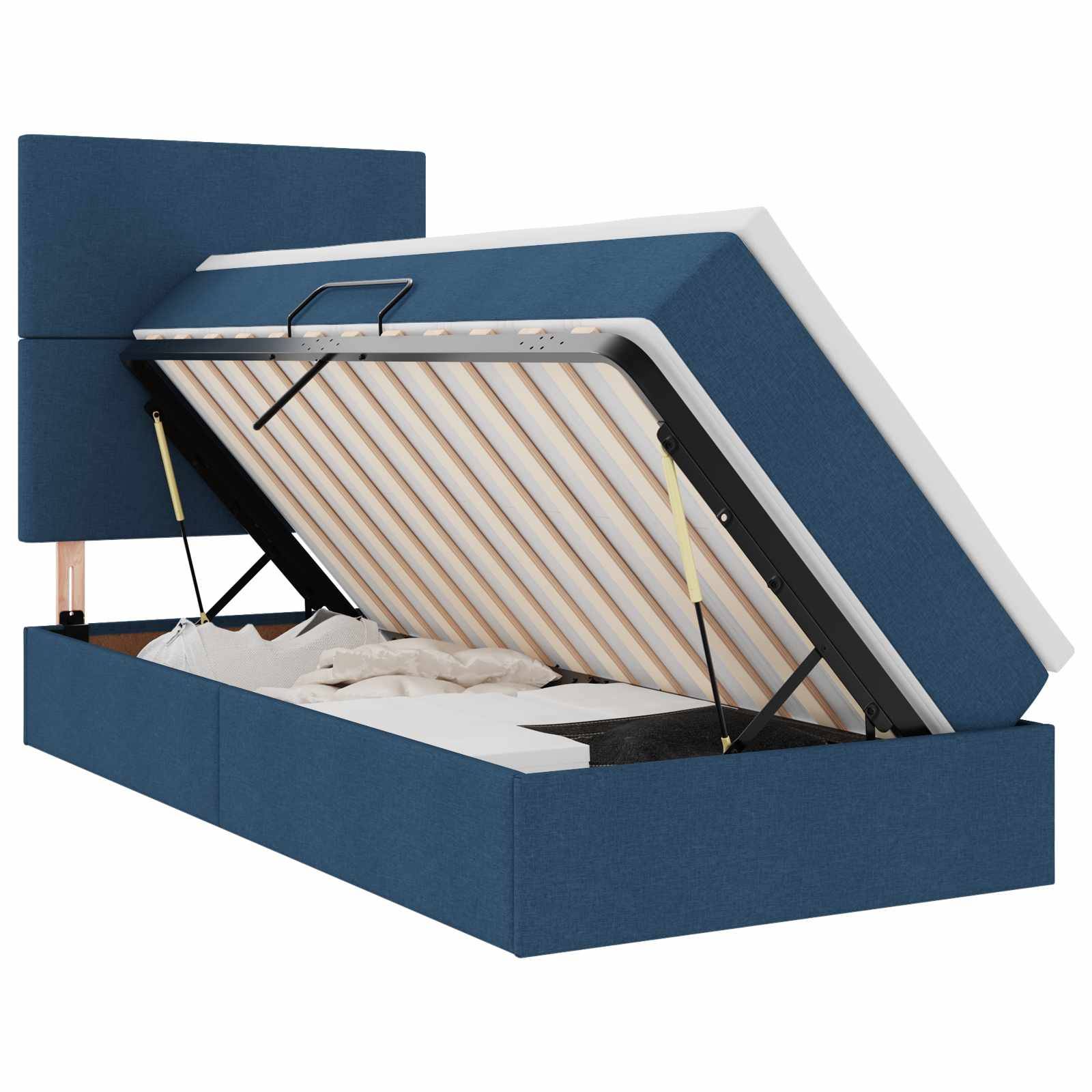 vidaXL Aufbewahrungsbett mit Matratze Blau 100 x 200 cm Stoff