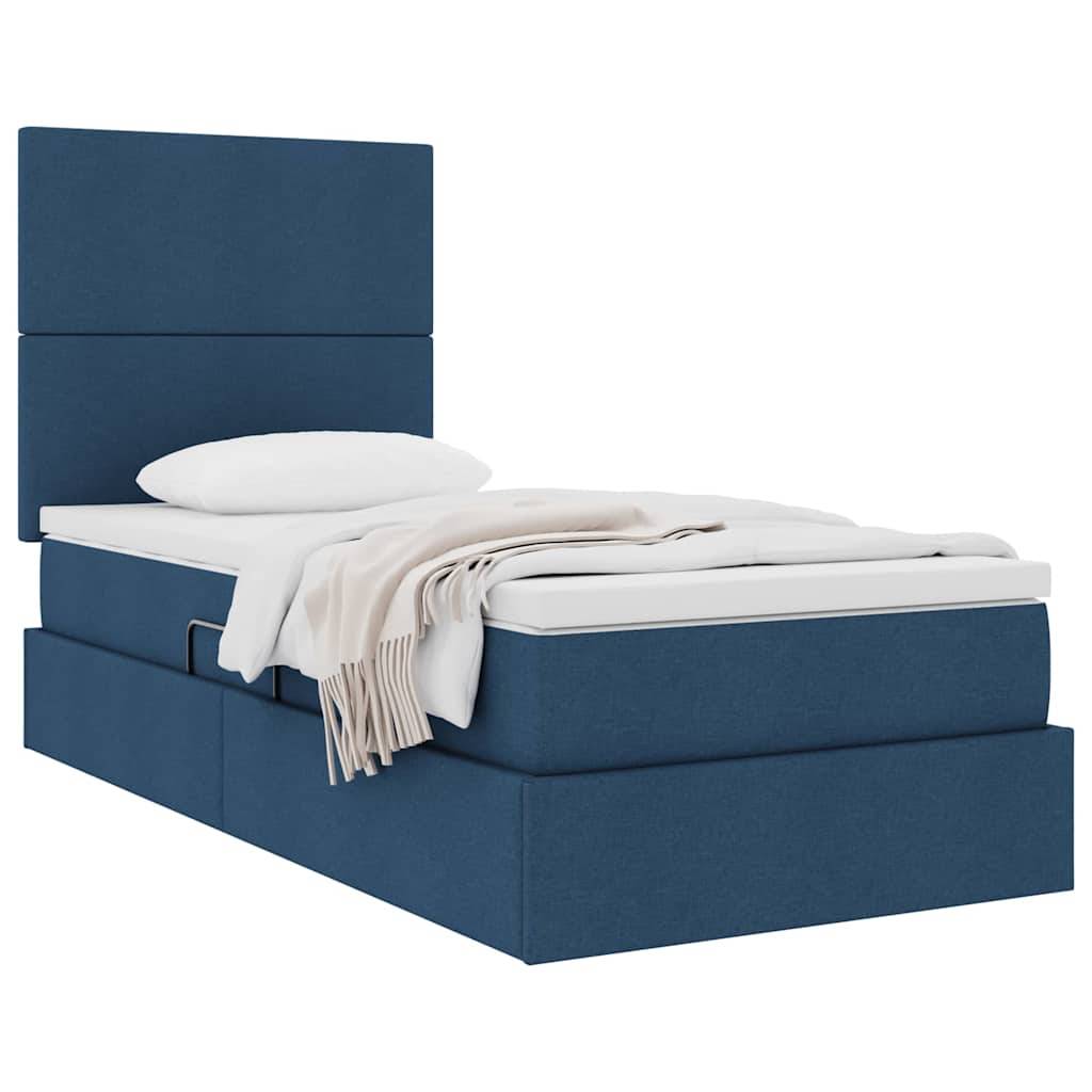 vidaXL Aufbewahrungsbett mit Matratze Blau 100 x 200 cm Stoff