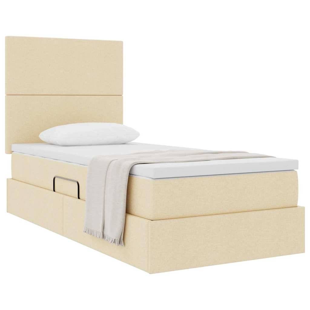 vidaXL Aufbewahrungsbett mit Matratze Creme 100 x 200 cm Stoff