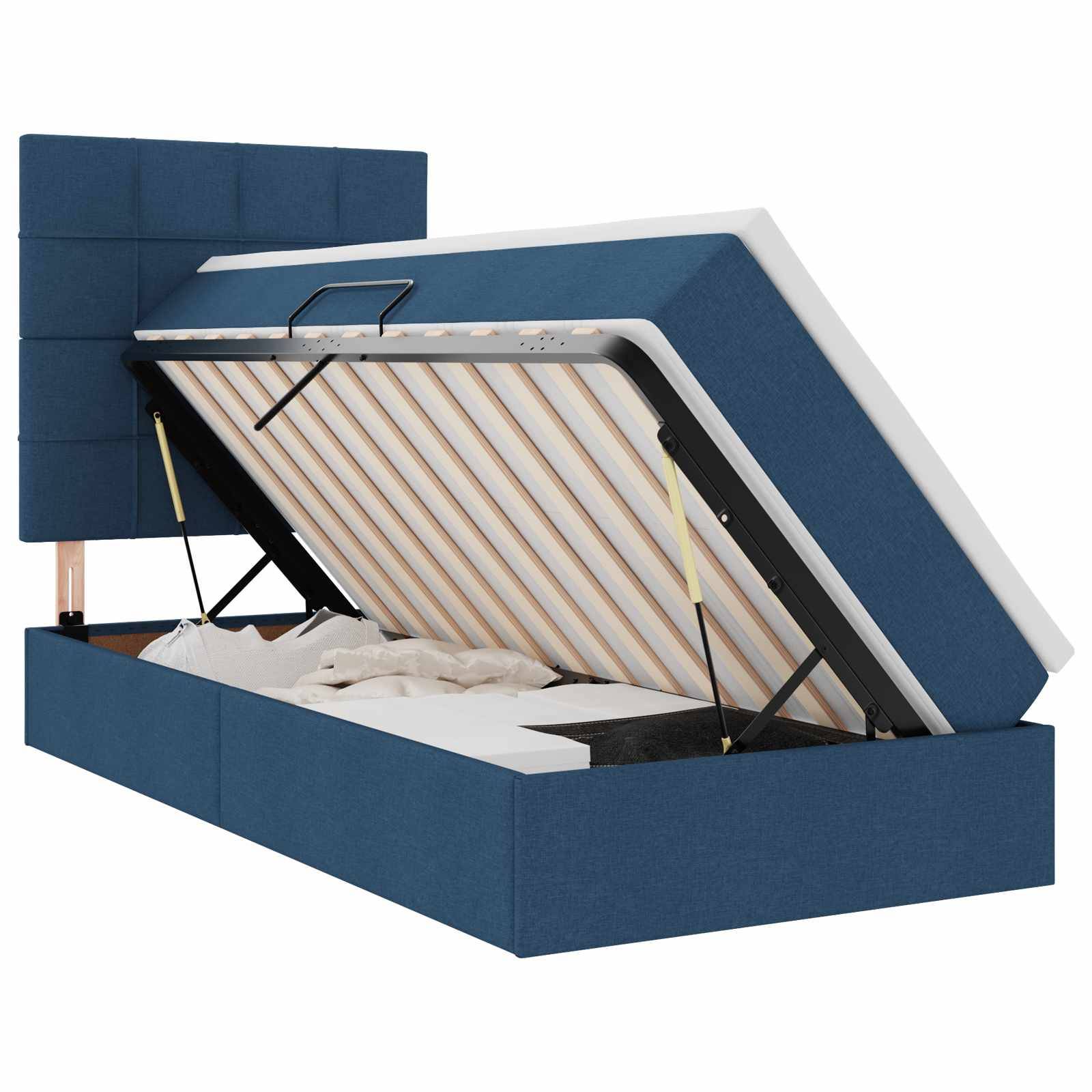 vidaXL Aufbewahrungsbett mit Matratze Blau 90 x 200 cm Stoff