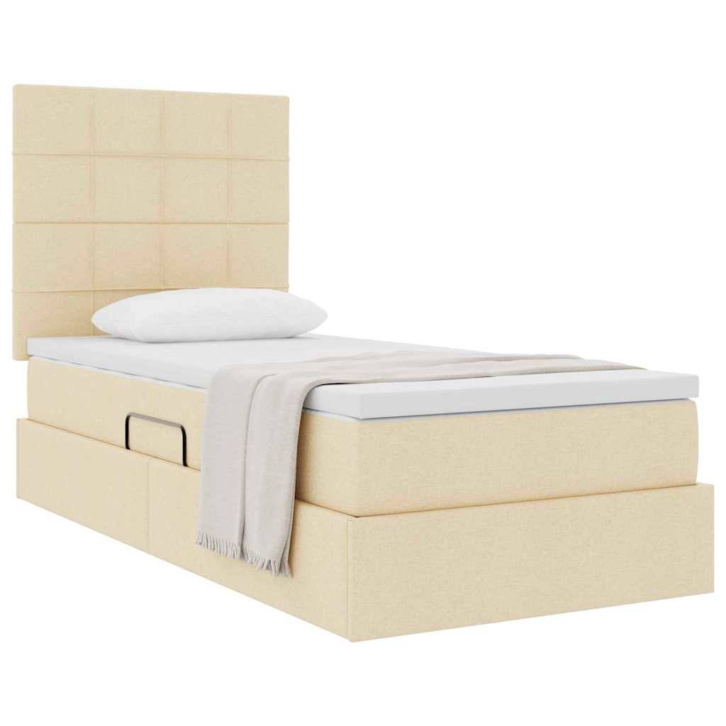 vidaXL Aufbewahrungsbett mit Matratze Creme 90 x 200 cm Polyester
