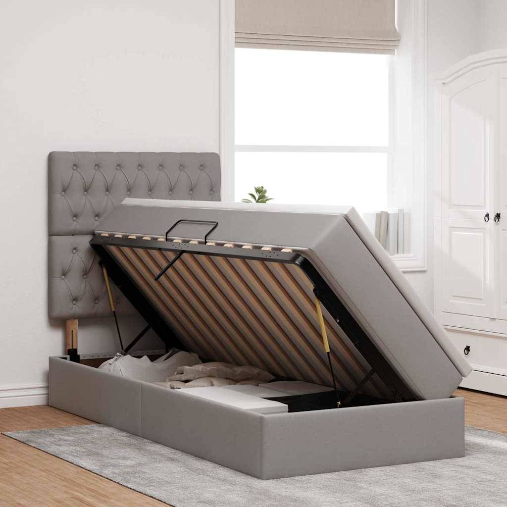vidaXL Aufbewahrungsbett mit Matratze Taupe 90 x 200 cm Stoff