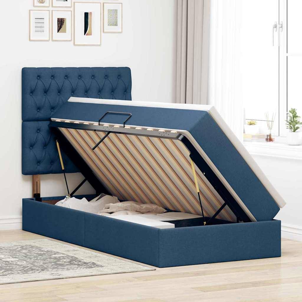 vidaXL Aufbewahrungsbett mit Matratze Blau 100 x 200 cm Stoff
