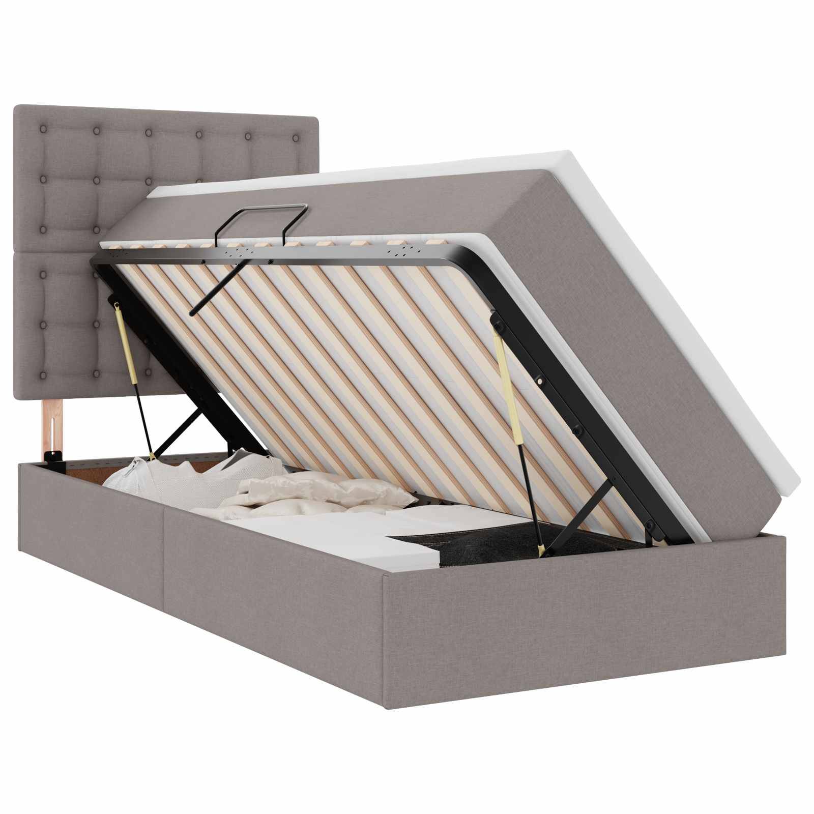 vidaXL LED-Speicherbett mit Matratze Taupe 100 x 200 cm Stoff