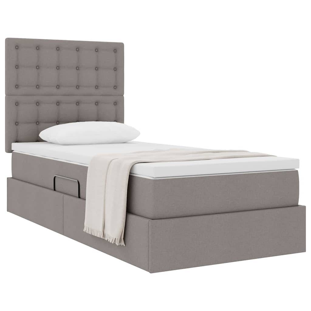 vidaXL Aufbewahrungsbett mit Matratze Taupe 90 x 190 cm Stoff