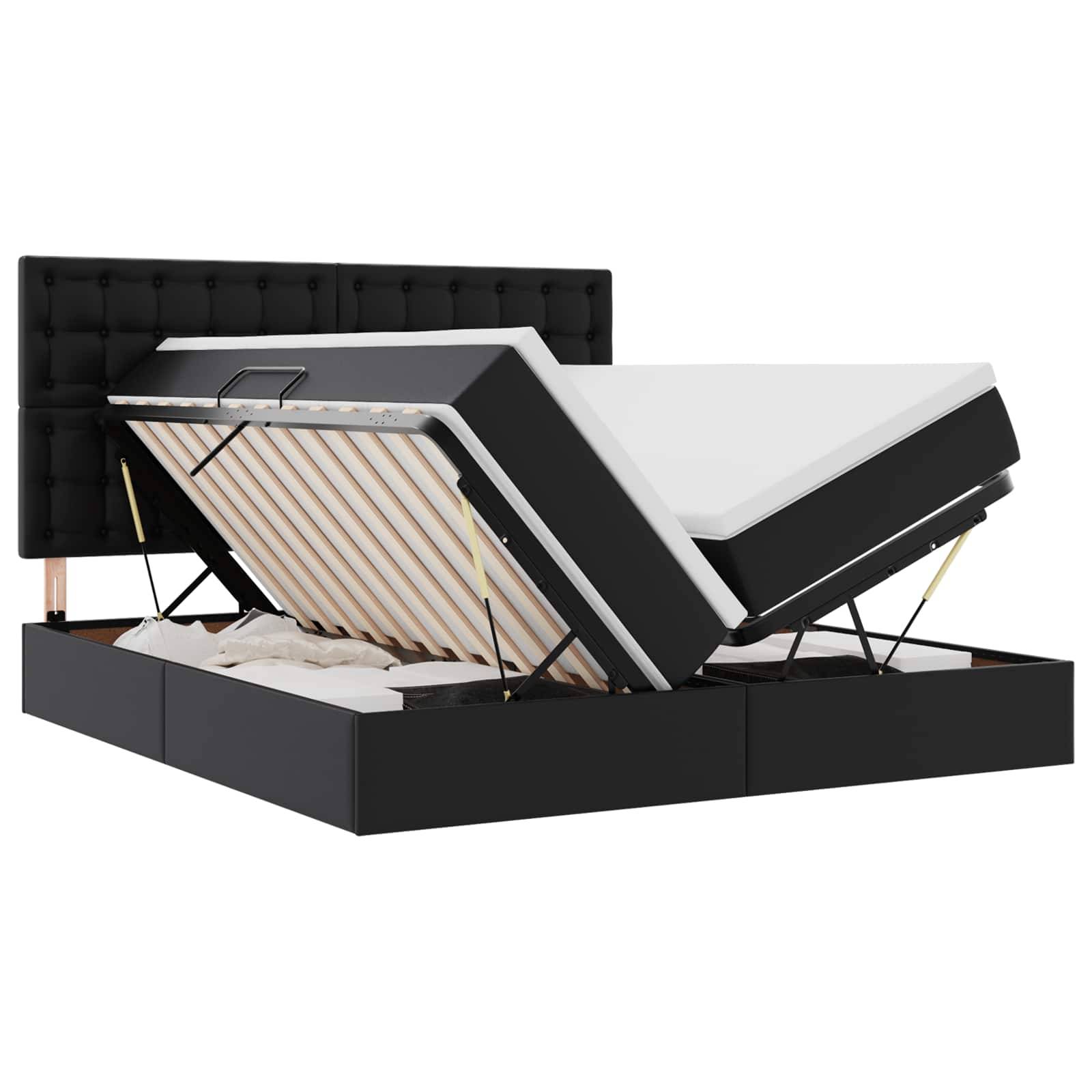 vidaXL Bett mit Stauraum und LED Schwarz 200 x 200 cm Kunstleder