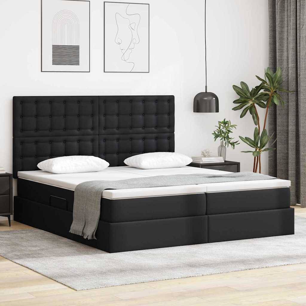 vidaXL Aufbewahrungsbett mit Matratze Schwarz 180 x 200 cm Kunstleder
