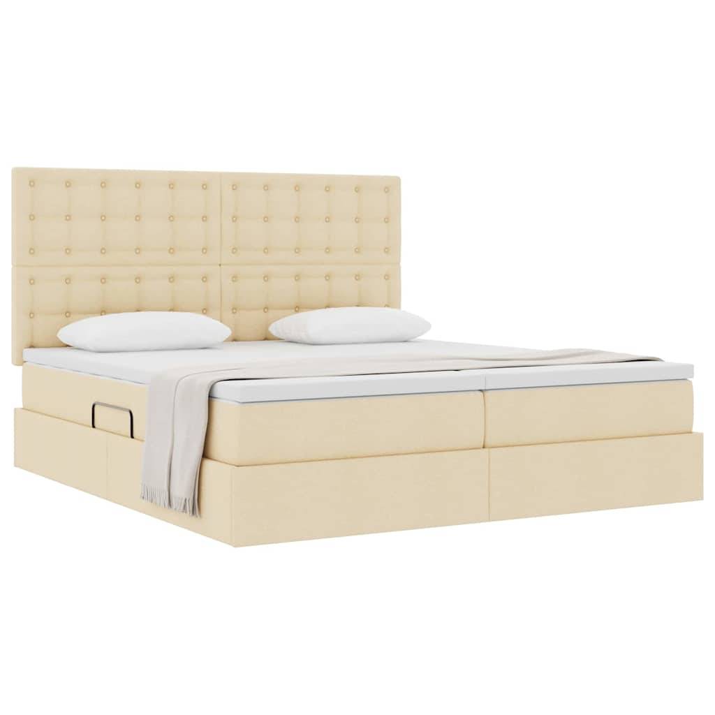 vidaXL Aufbewahrungsbett mit Kopfteil Creme 200 x 200 cm Stoff