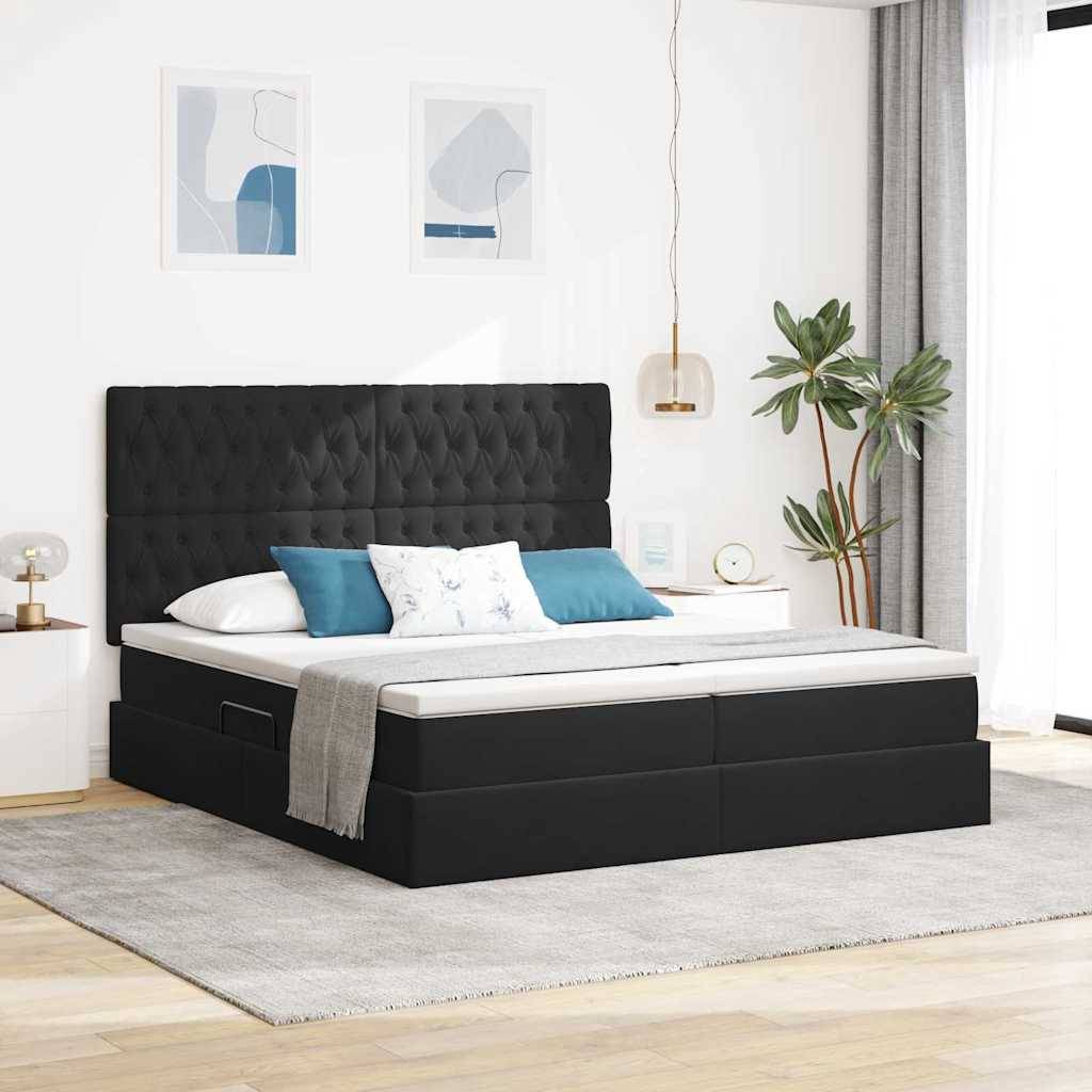 vidaXL Aufbewahrungsbett mit Kopfteil Schwarz 200 x 200 cm Samt