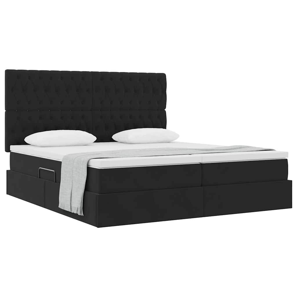 vidaXL Aufbewahrungsbett mit Kopfteil Schwarz 200 x 200 cm Samt