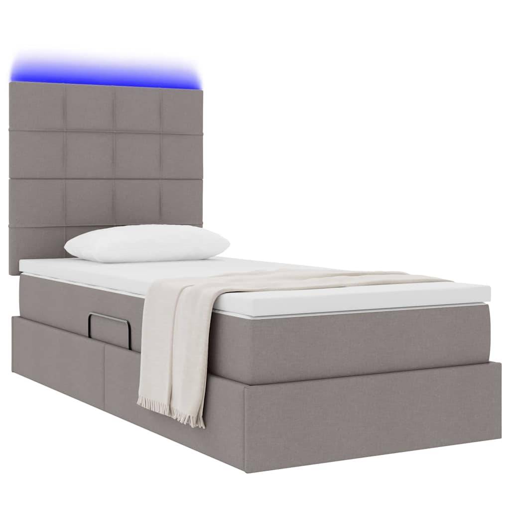vidaXL LED-Speicherbett mit Matratze Taupe 90 x 190 cm Stoff