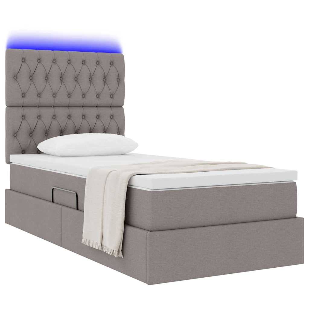 vidaXL LED-Speicherbett mit Matratze Taupe 100 x 200 cm Stoff