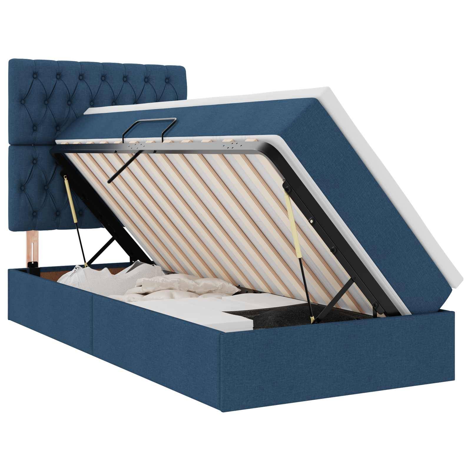 vidaXL Aufbewahrungsbett mit Matratze Blau 100 x 200 cm Stoff