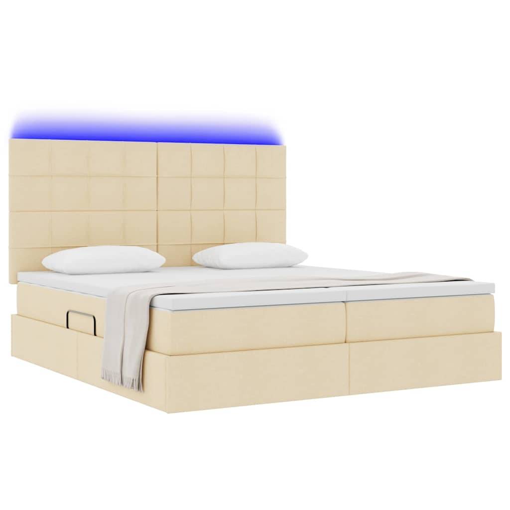 vidaXL LED-Speicherbett mit Matratze Creme 180 x 200 cm Stoff