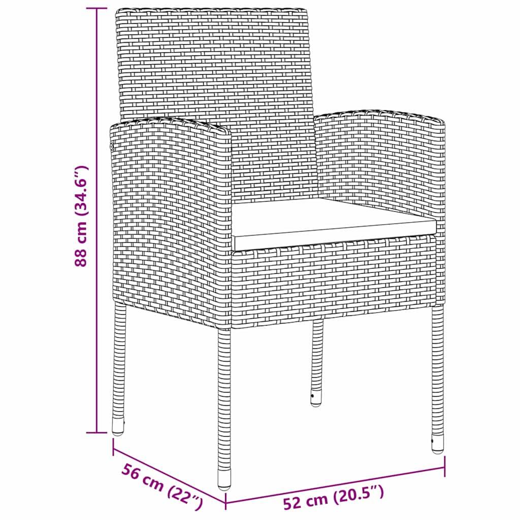 vidaXL Garten Essgruppe mit Kissen 9 pcs Schwarz Poly-Rattan