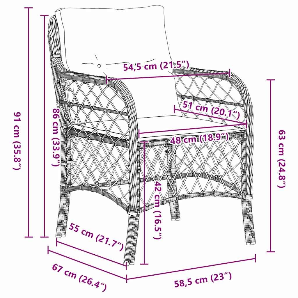 vidaXL Garten Essgruppe mit Kissen 5 pcs Grau und Schwarz Rattan