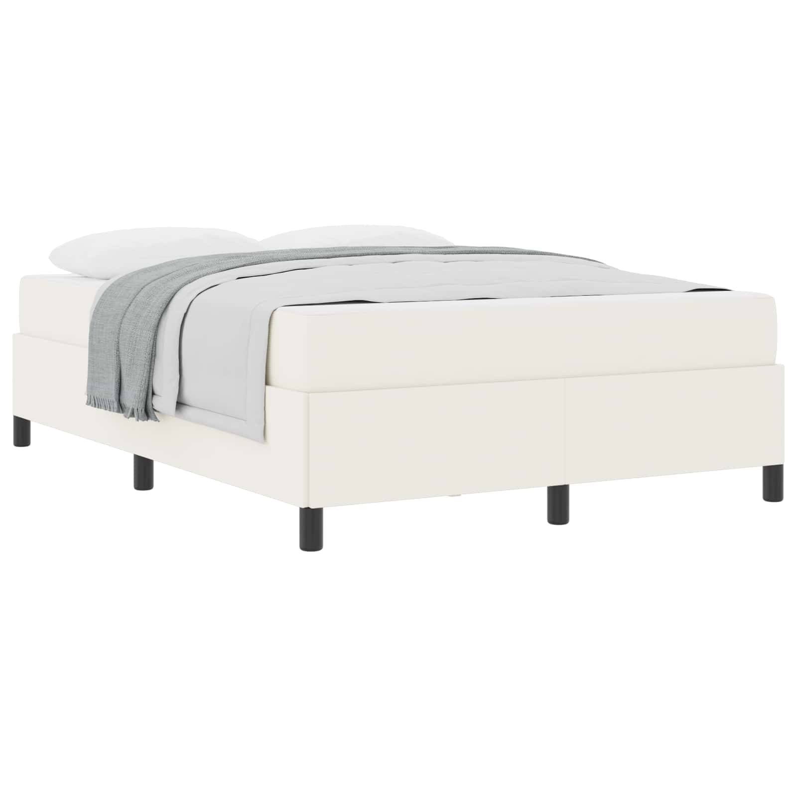 vidaXL Bettrahmen mit Matratze Creme 160 x 200 cm Stoff