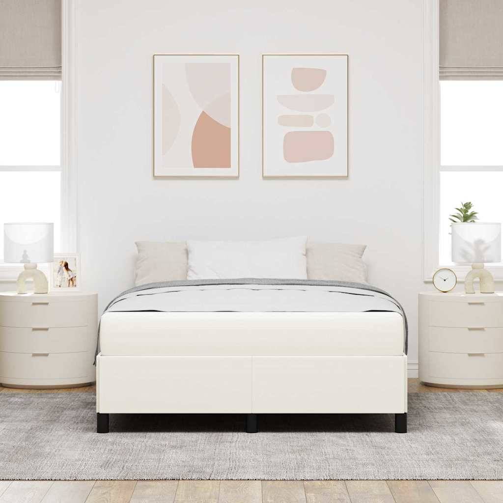 vidaXL Bettrahmen mit Matratze Creme 160 x 200 cm Stoff