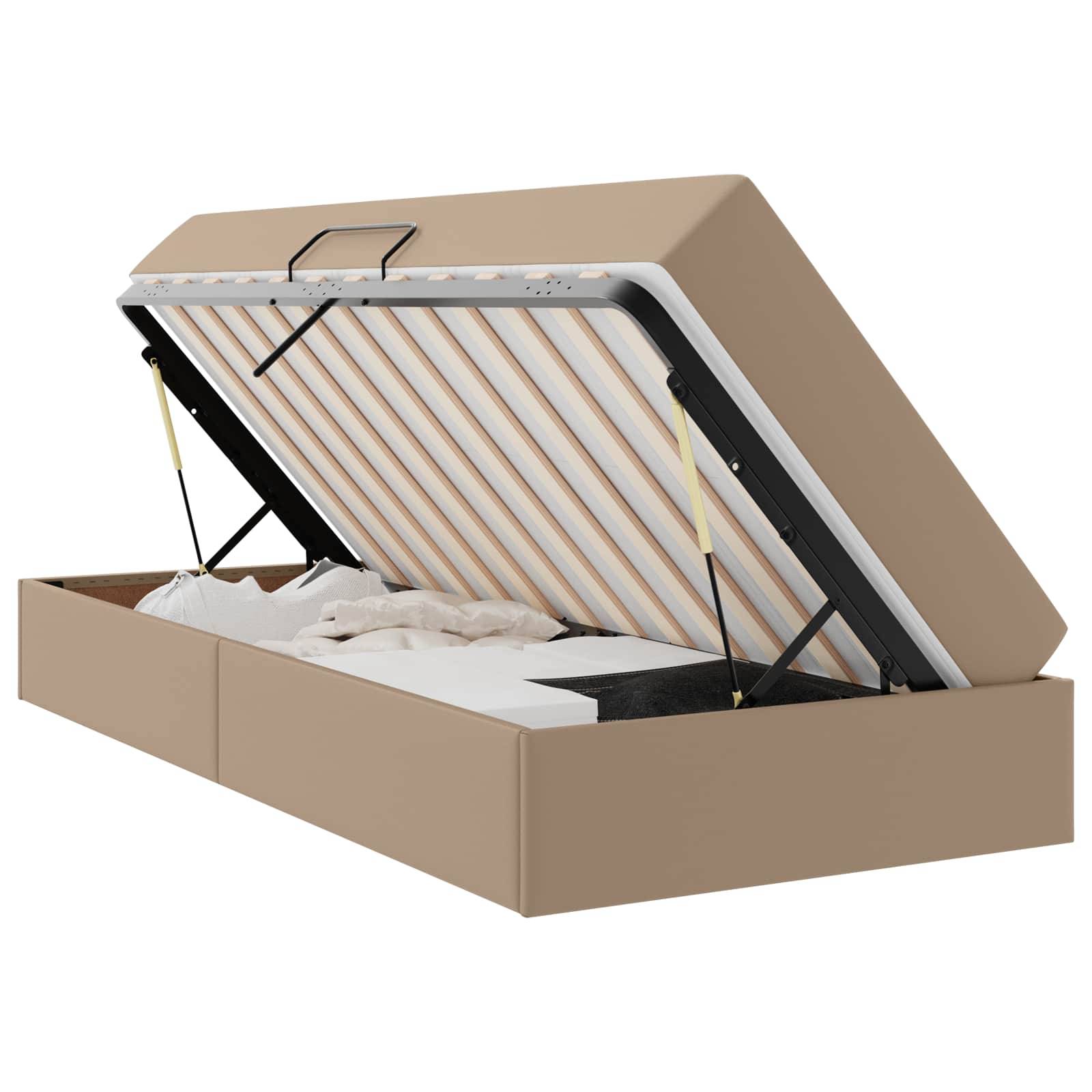 vidaXL Aufbewahrungsbett mit Matratze 2 pcs Cappuccino Leder