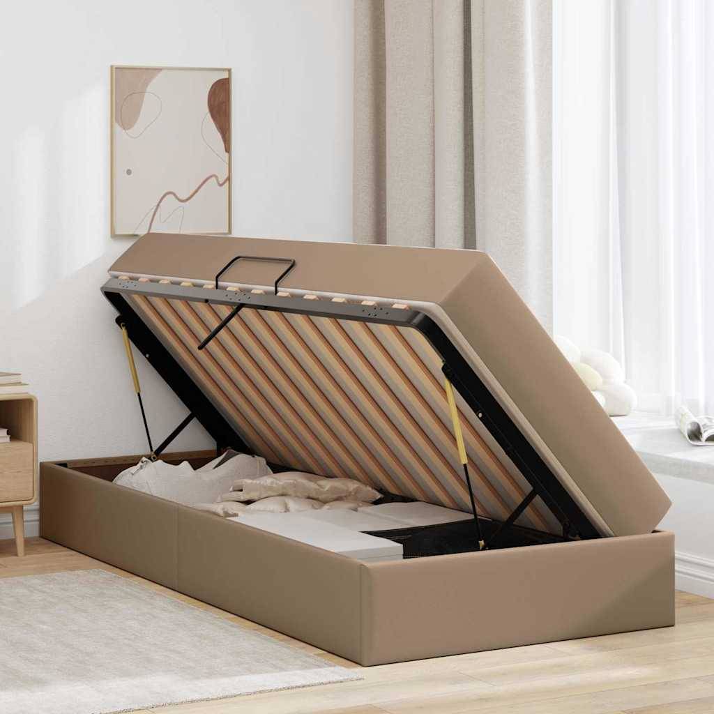 vidaXL Aufbewahrungsbett mit Matratze 2 pcs Cappuccino Leder
