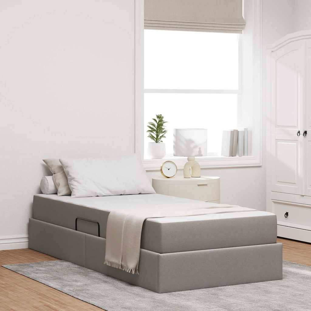 vidaXL Aufbewahrungsbett mit Matratze Taupe 90 x 190 cm Polyester