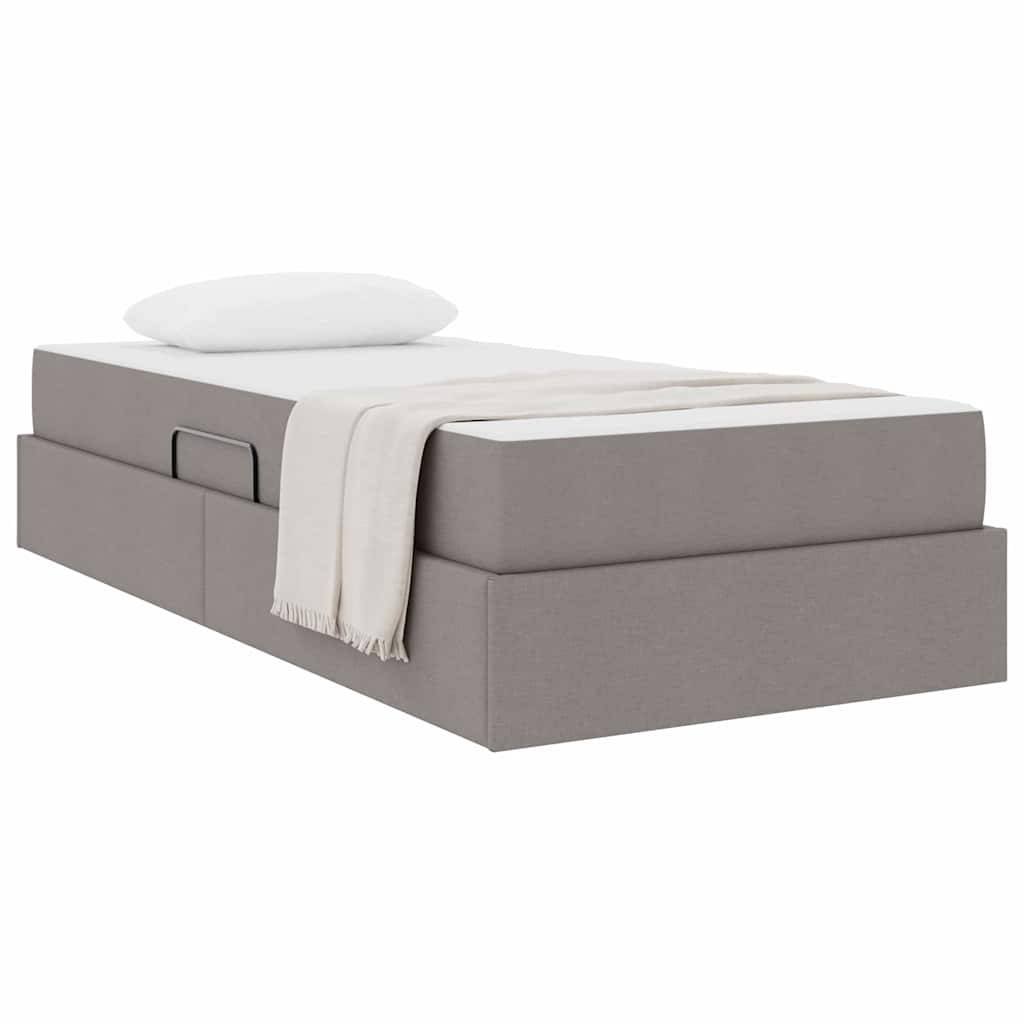 vidaXL Aufbewahrungsbett mit Matratze Taupe 90 x 190 cm Polyester
