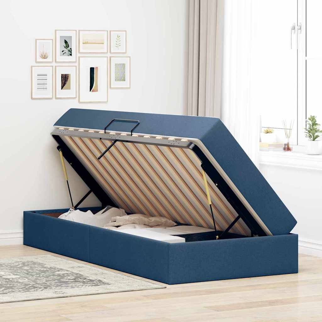 vidaXL Aufbewahrungsbett mit Matratze Blau 100 x 200 cm Polyester
