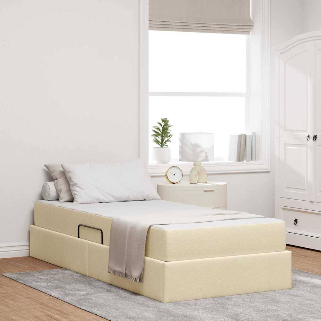 vidaXL Aufbewahrungsbett mit Matratze Creme 90 x 200 cm Polyester