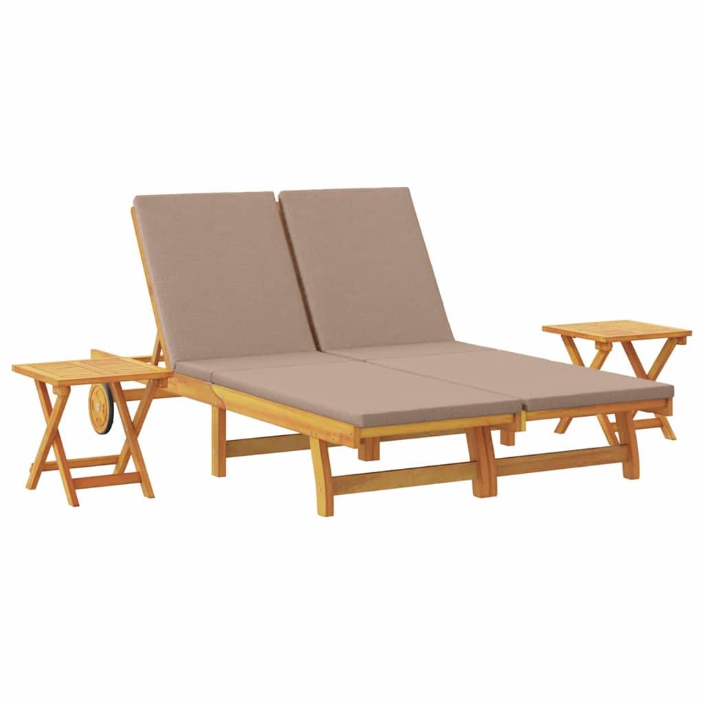 vidaXL Sonnenliege mit Kissen Taupe Massivholz Akazie
