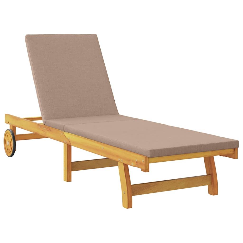 vidaXL Sonnenliege mit Kissen Taupe Massivholz Akazie