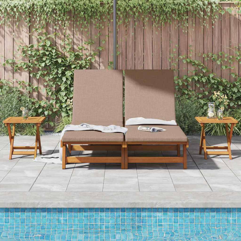 vidaXL Sonnenliege mit Kissen Taupe Massivholz Akazie
