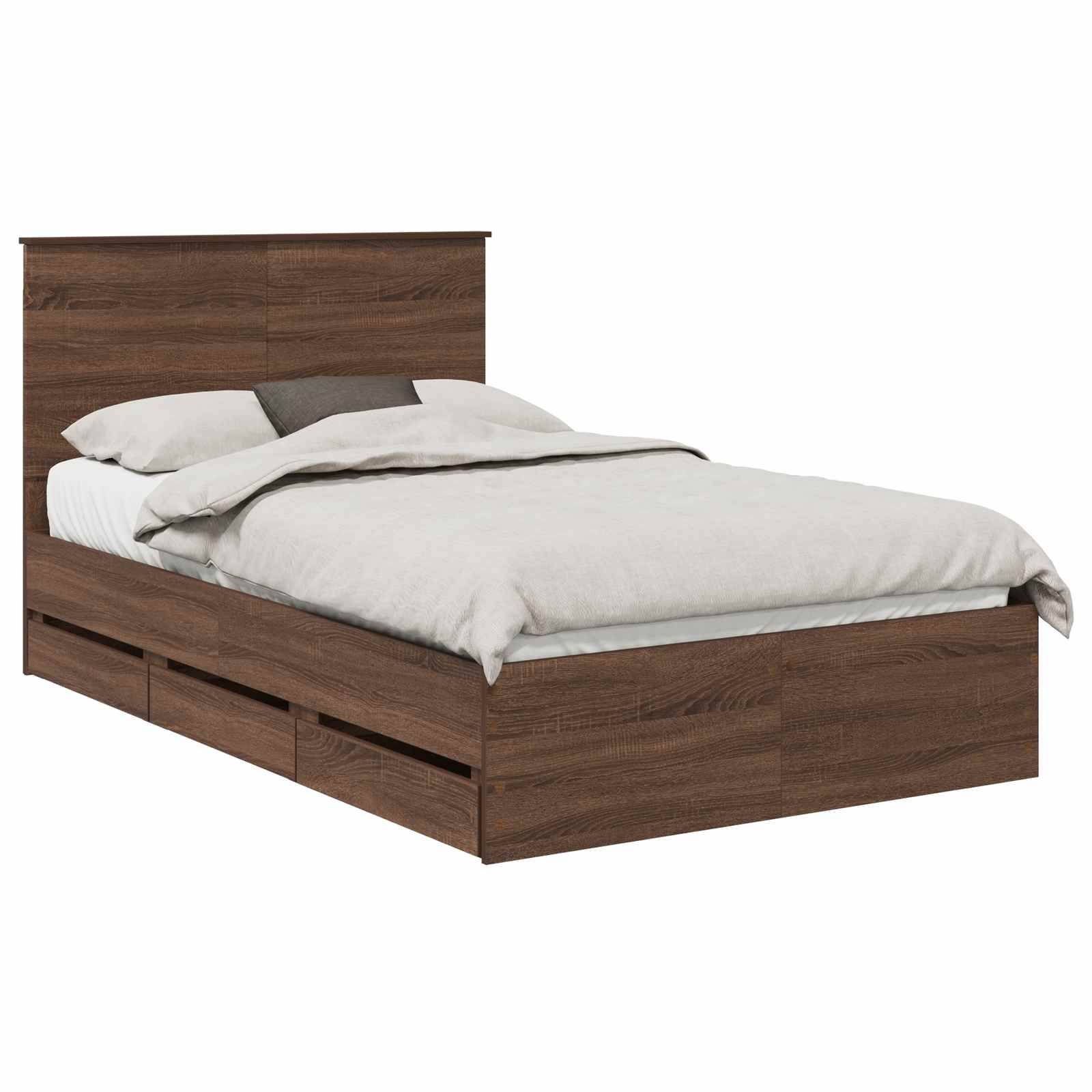vidaXL Bettrahmen Braun Eichen-Optik 120 x 190 cm Ingenieurs Holz