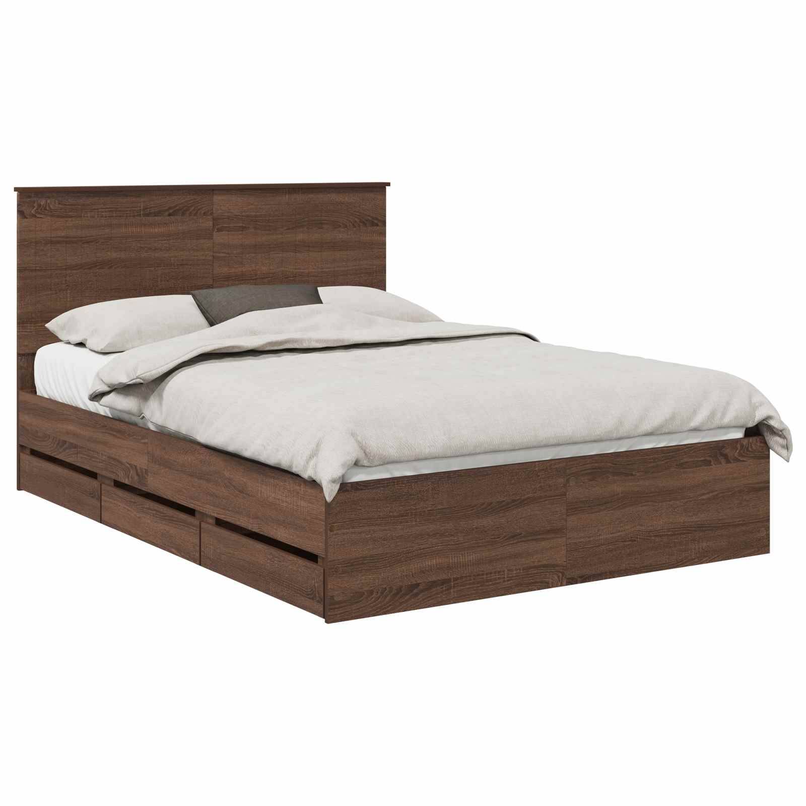 vidaXL Bettrahmen Braun Eichen-Optik 140 x 190 cm Ingenieurs Holz