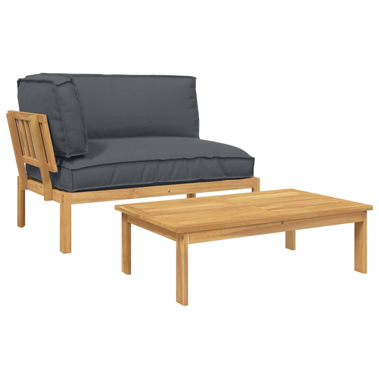vidaXL Sofa Set mit Kissen Uni 2 pcs Anthrazit Massivholz Akazie